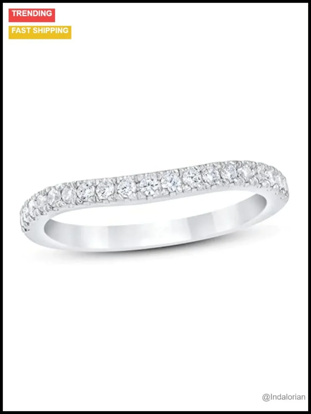 Platinum Plated Silver Moissanite Bridal Ring Set Halo Cathedral Engagement